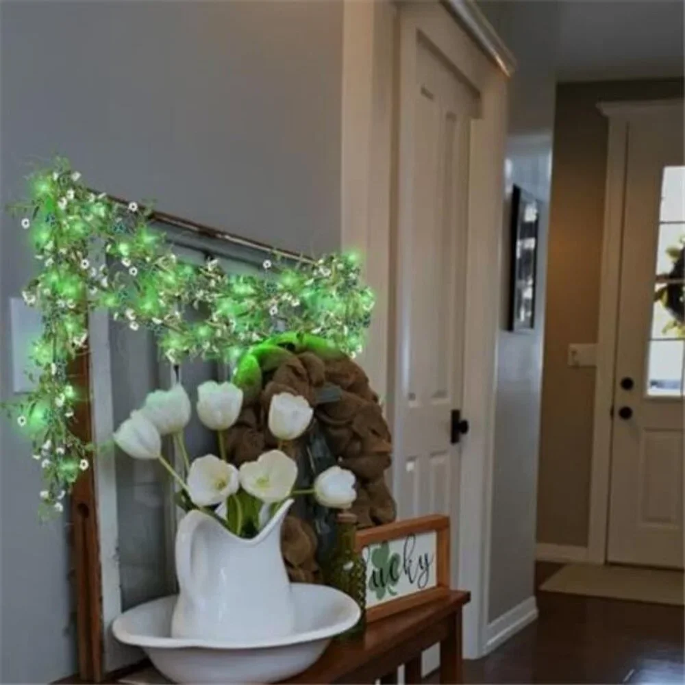 6 Ft St Patrick's Day Garland with Lights St Patricks Day Decorations, Shamrock